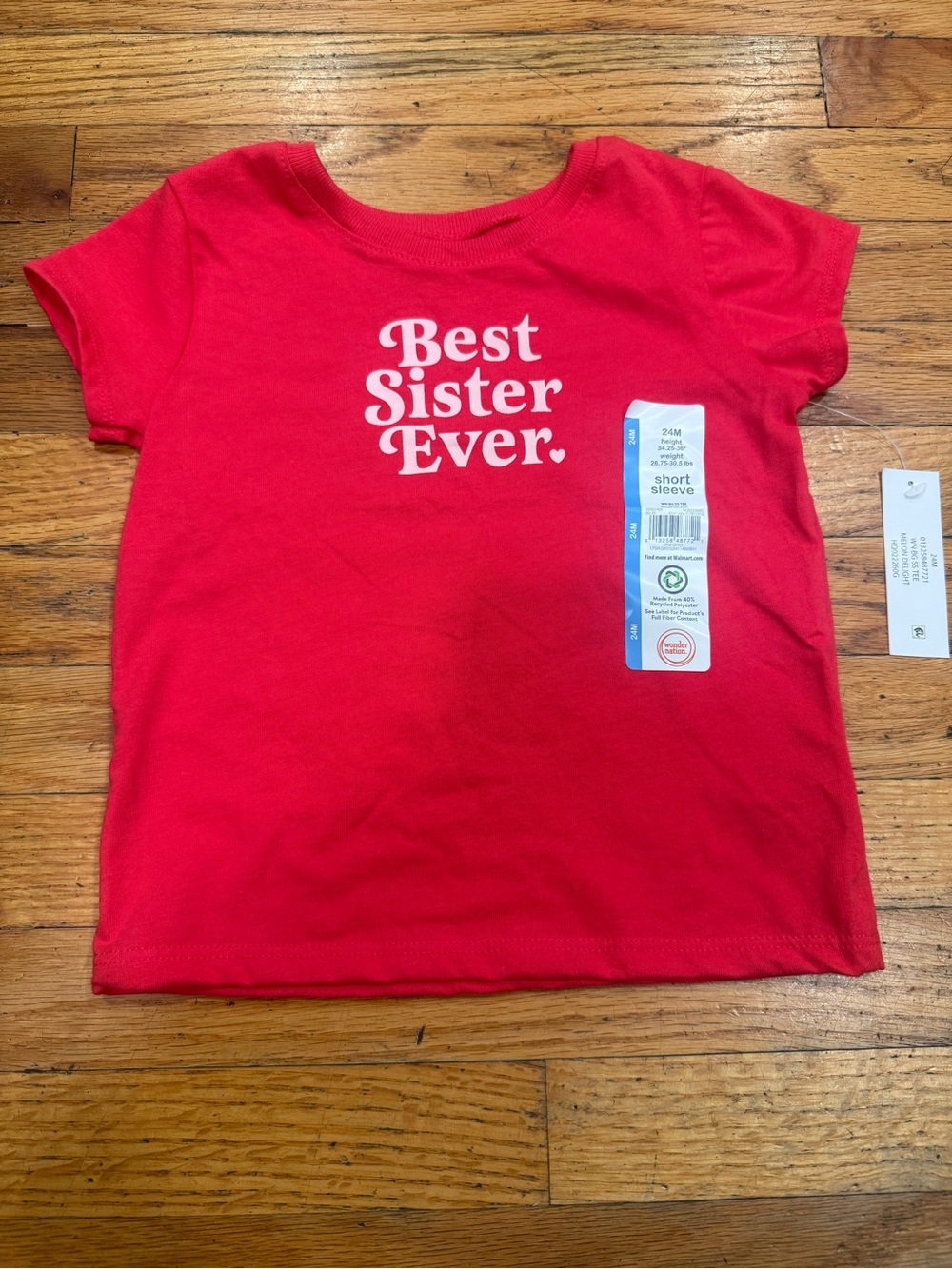 Pink "Best Sister Ever" Short Sleeve Kids Tee